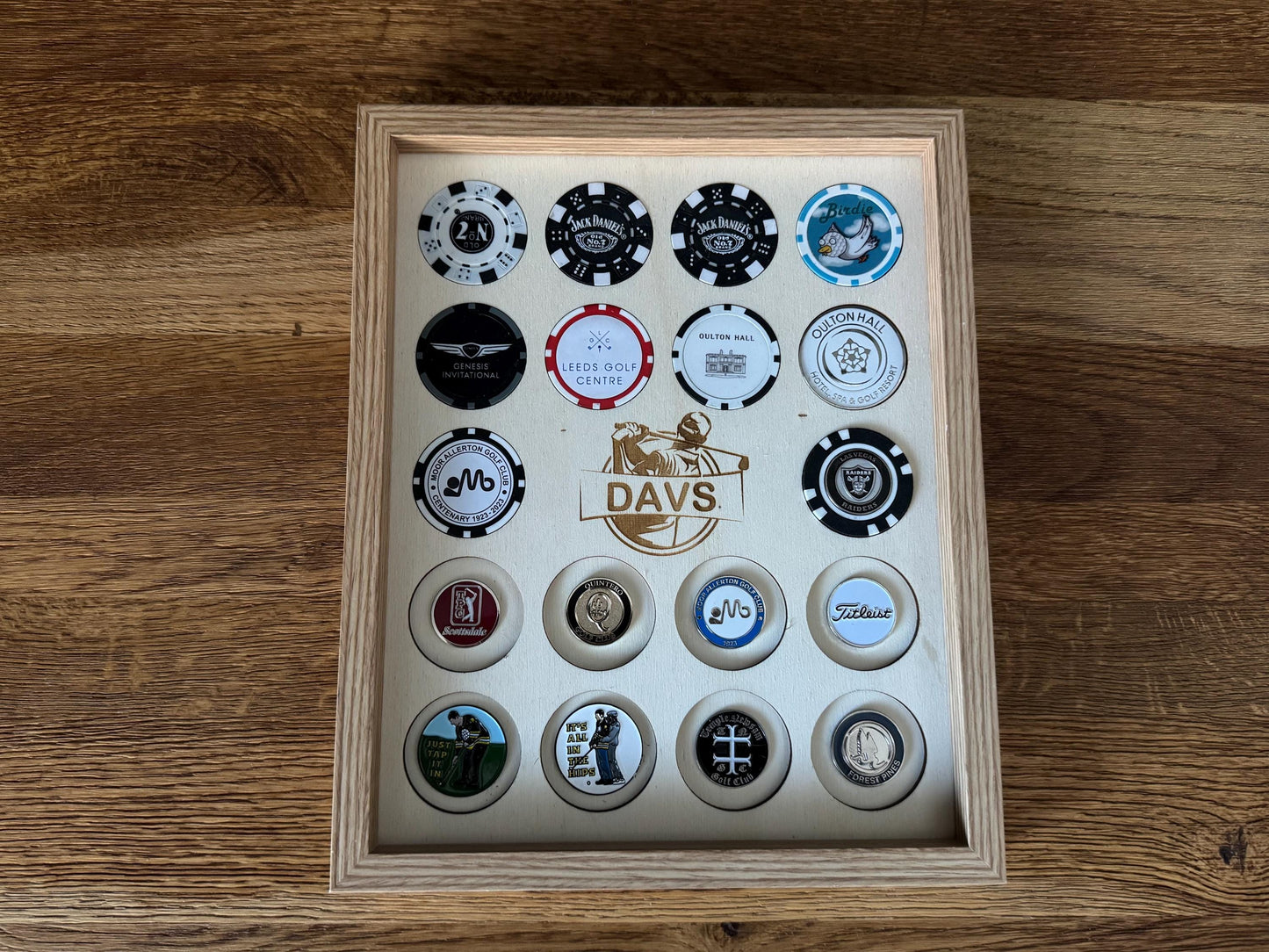 Personalised Poker Chip Golf Ball Marker Display Case