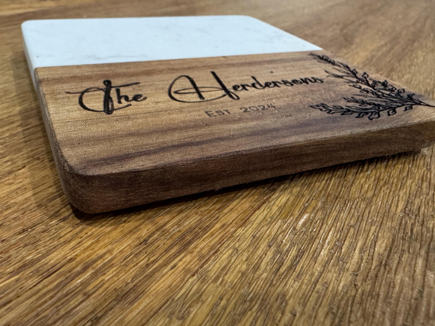 Personalised Marble and Wood Coasters