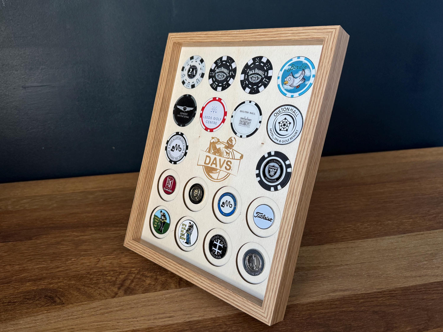 Personalised Poker Chip Golf Ball Marker Display Case