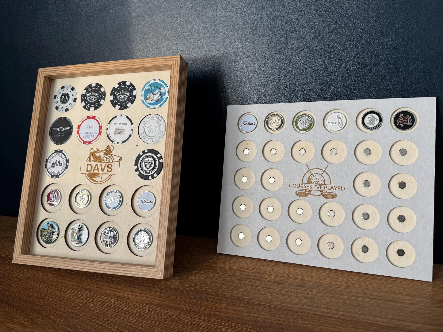Personalised Poker Chip Golf Ball Marker Display Case