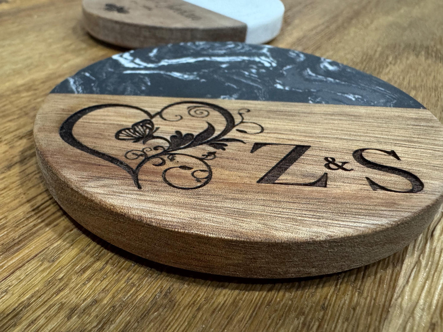 Personalised Marble and Wood Coasters