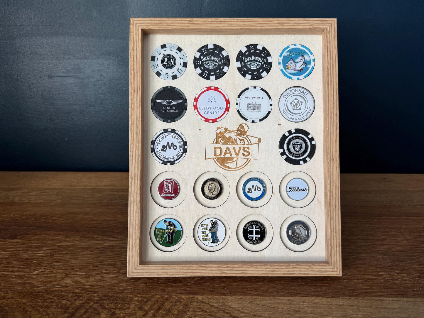 Personalised Poker Chip Golf Ball Marker Display Case