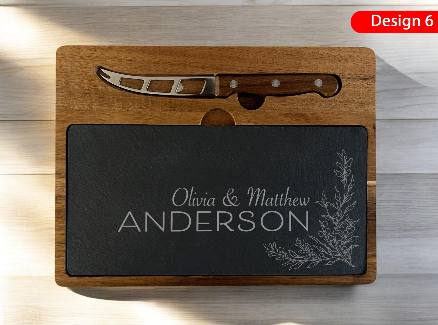 Personalised wood and slate cheese board