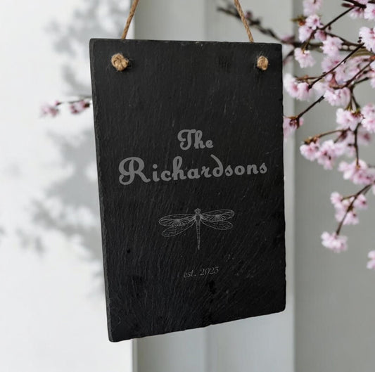 Personalised Engraved Hanging Slate Sign