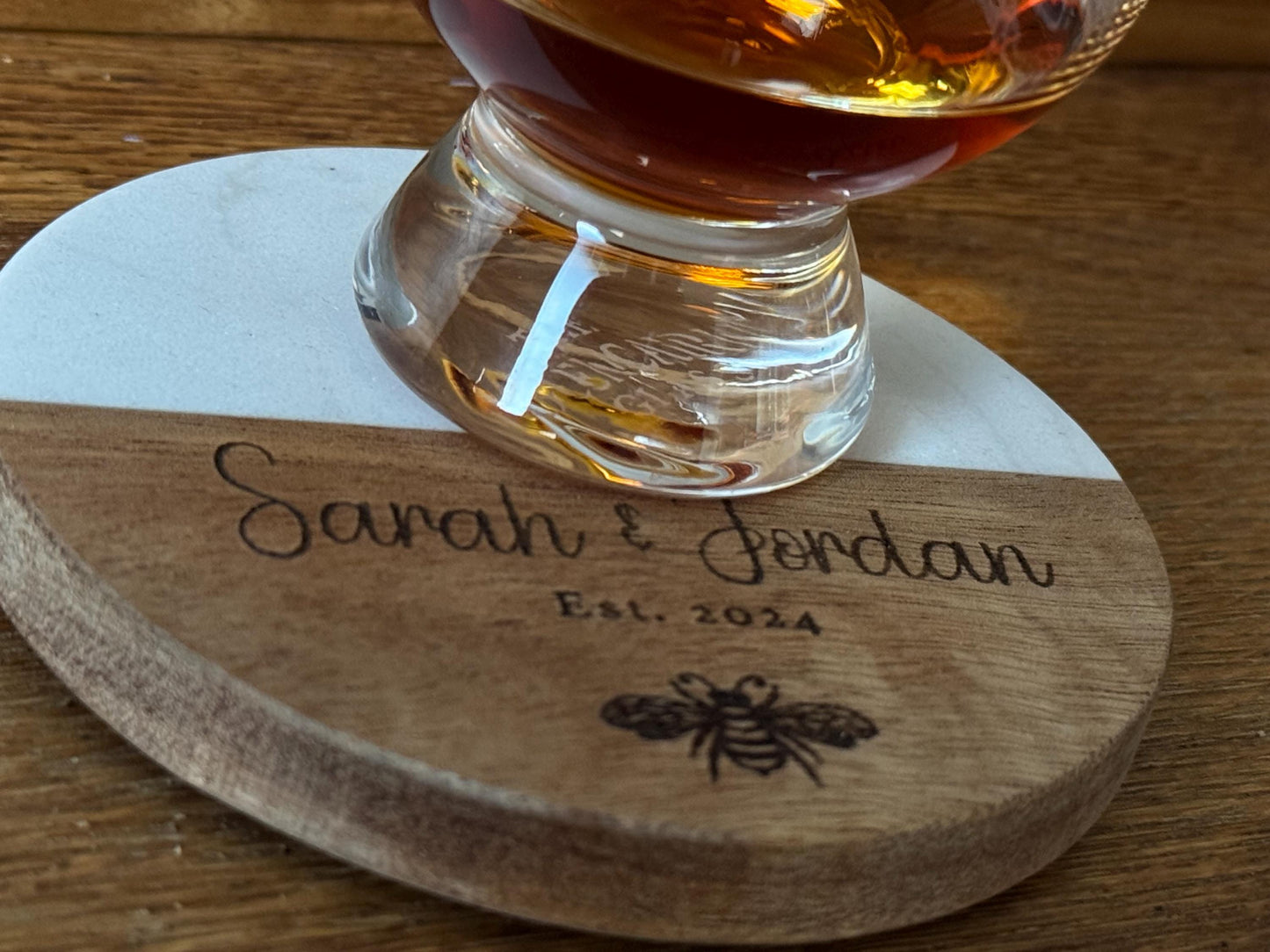 Personalised Marble and Wood Coasters