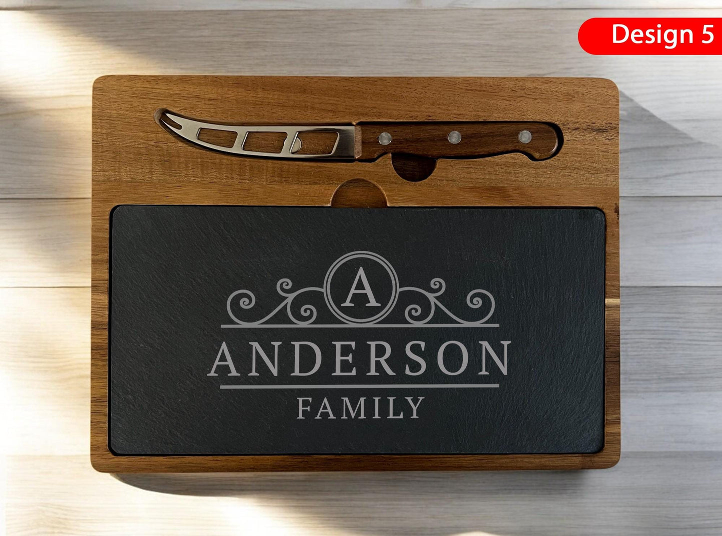 Personalised wood and slate cheese board