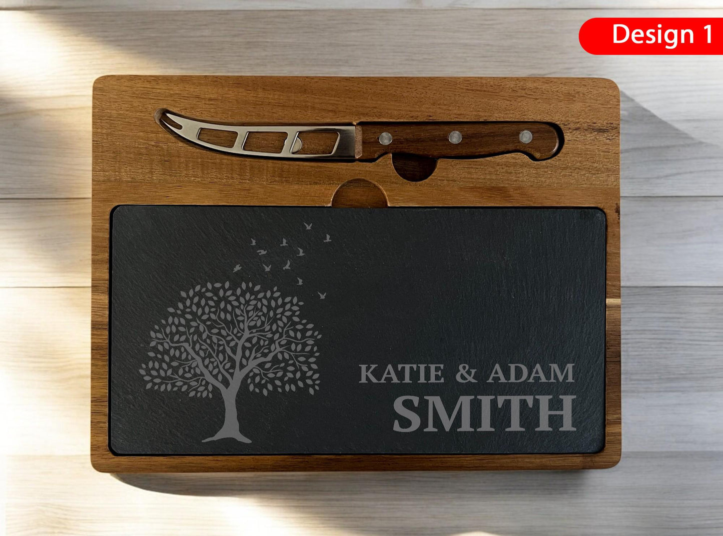 Personalised wood and slate cheese board