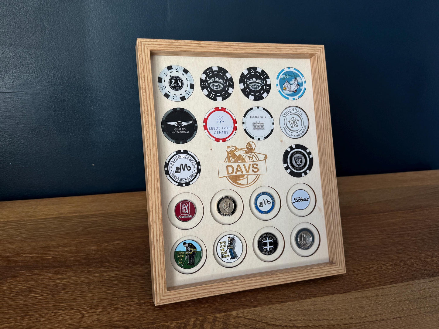 Personalised Poker Chip Golf Ball Marker Display Case