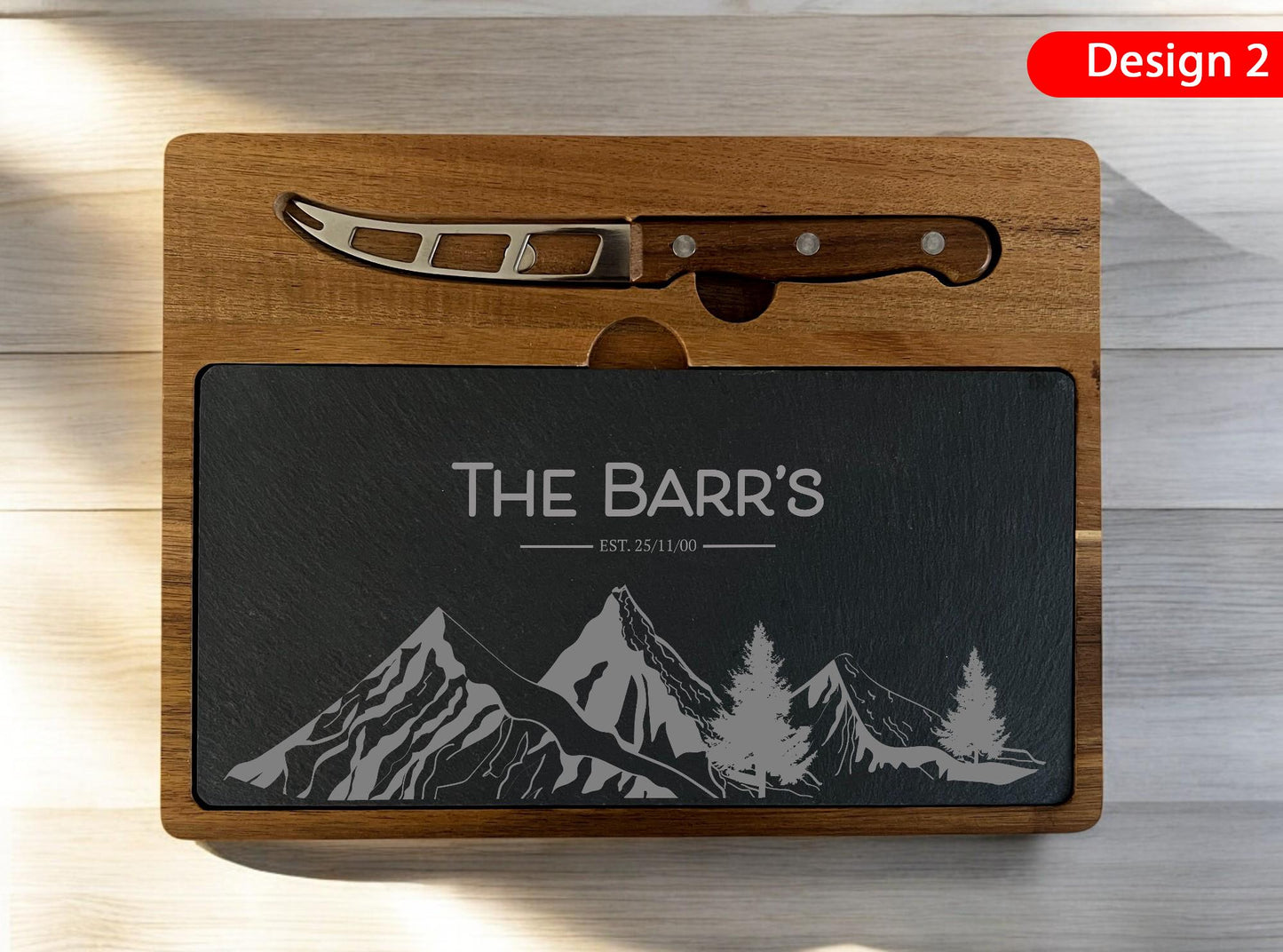 Personalised wood and slate cheese board